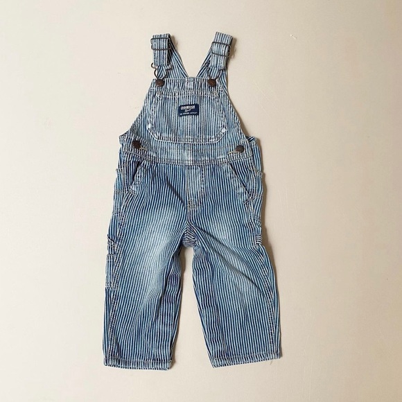 Osh kosh bgosh striped overalls VGUC 9-12 mo